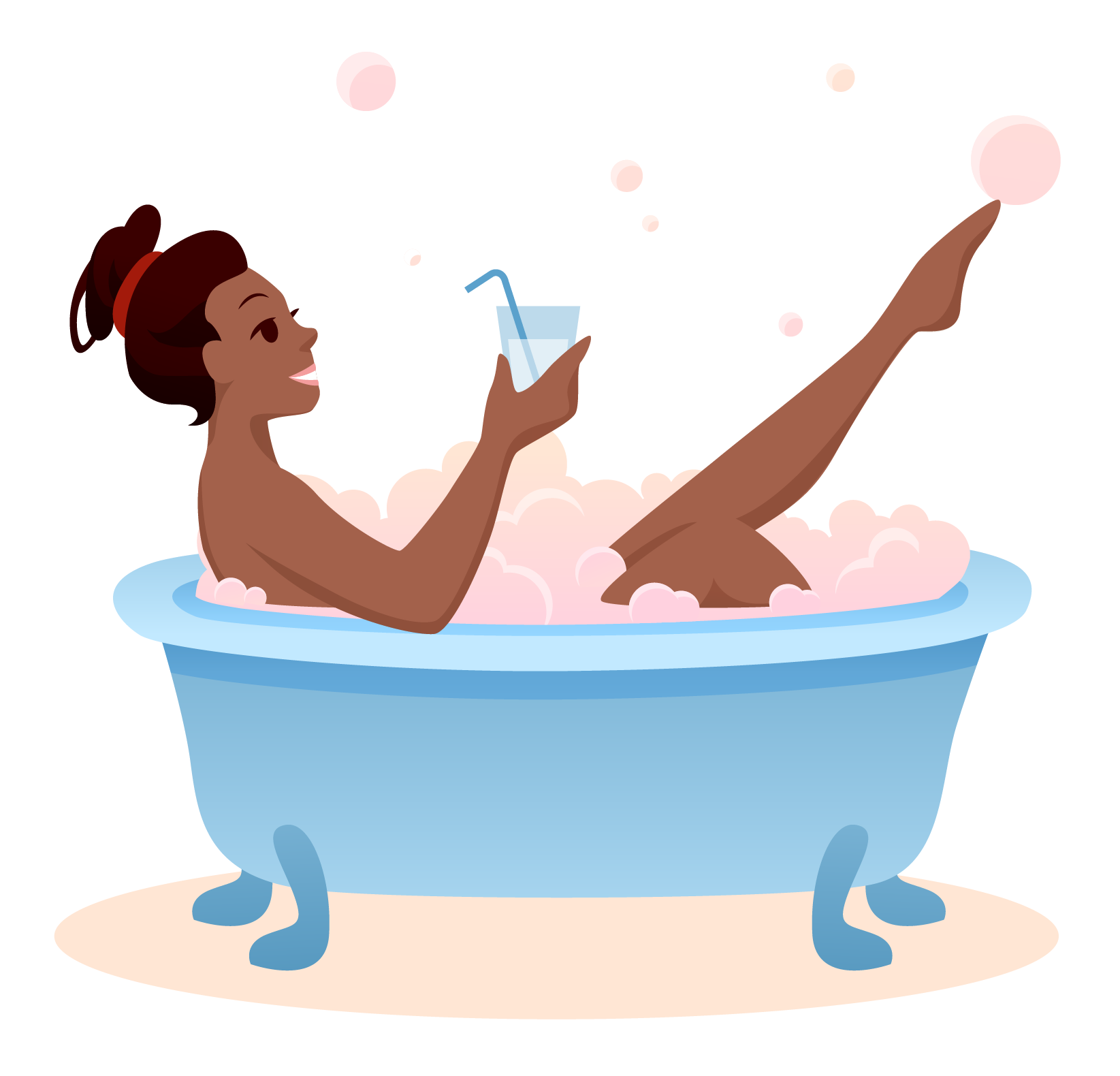 cartoon girl taking a bath